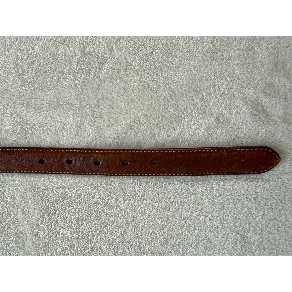 Talbots Geniune Leather Brown Belt Medium 1 Inch Wide Brass Buckle Classic - Picture 4 of 10